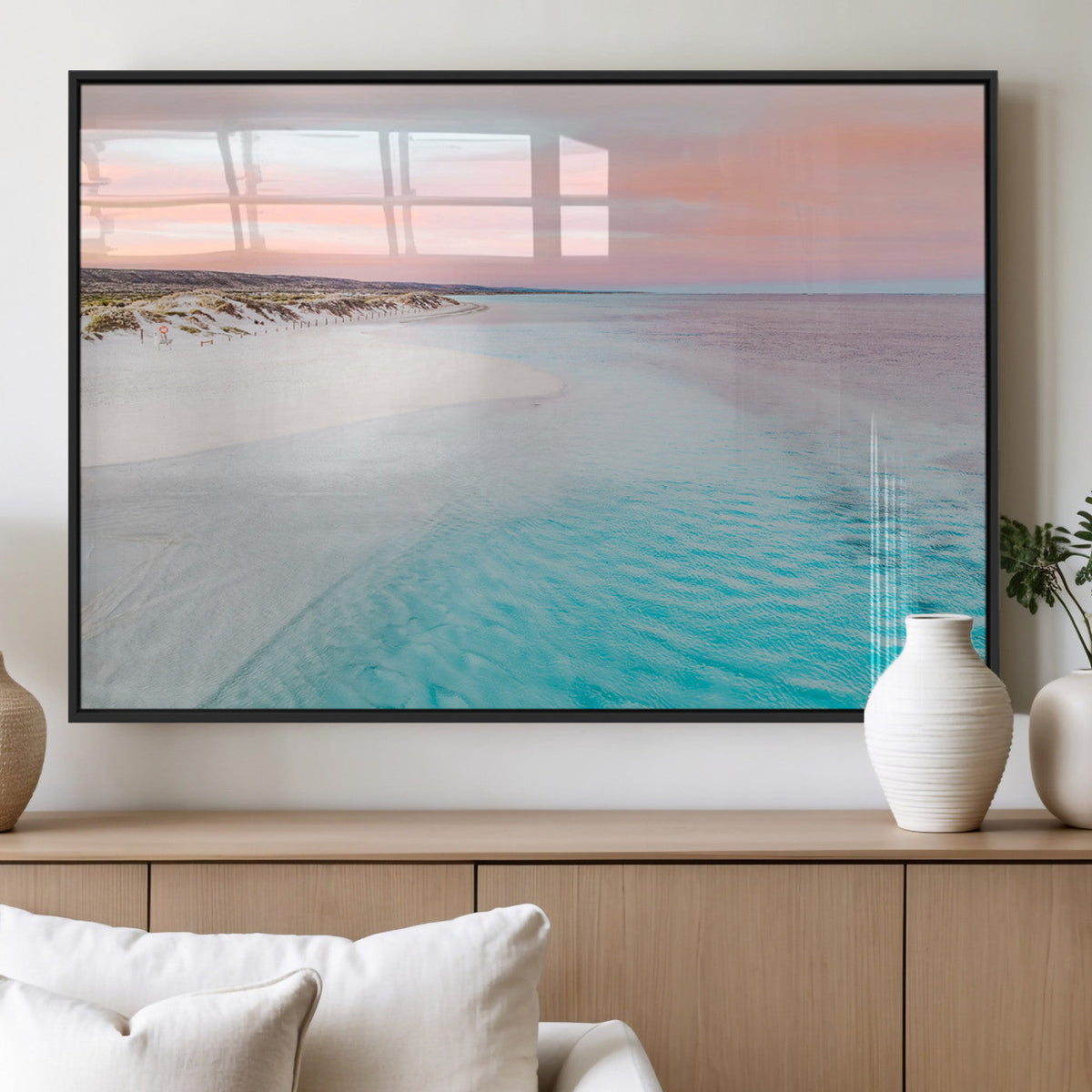 Serene Pastel Beach Wall Art Canvas Print, Tranquil Coastal