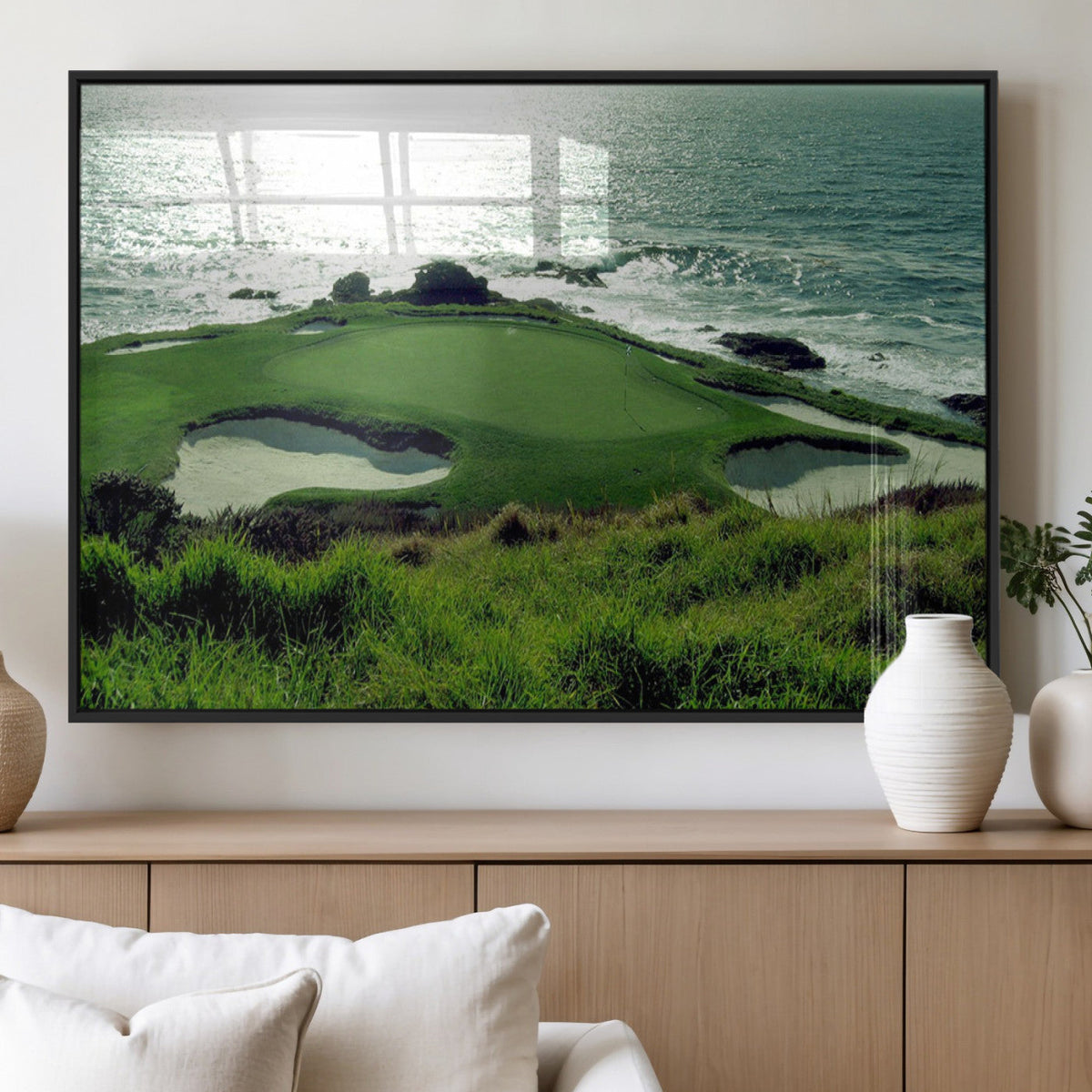 Coastal Golf Course Wall Art Canvas Print – Scenic Green