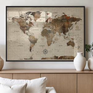 World Map Canvas Print – Framed Detailed Map of the World