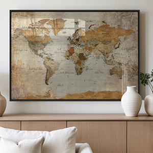 World Map Canvas Print – Detailed Map of the World Wall Art