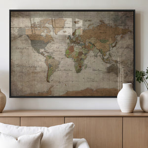 World Map Canvas Print – Framed Travel Map Wall Art for