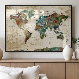 World Map Canvas Print – Framed Detailed Map of the World