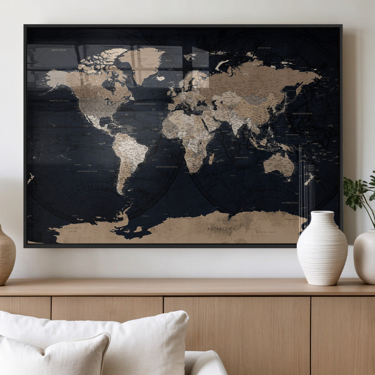 Grunge Wall Art World Map Canvas Print