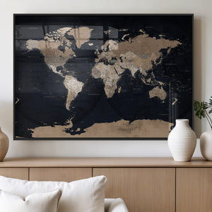 Grunge Wall Art World Map Canvas Print