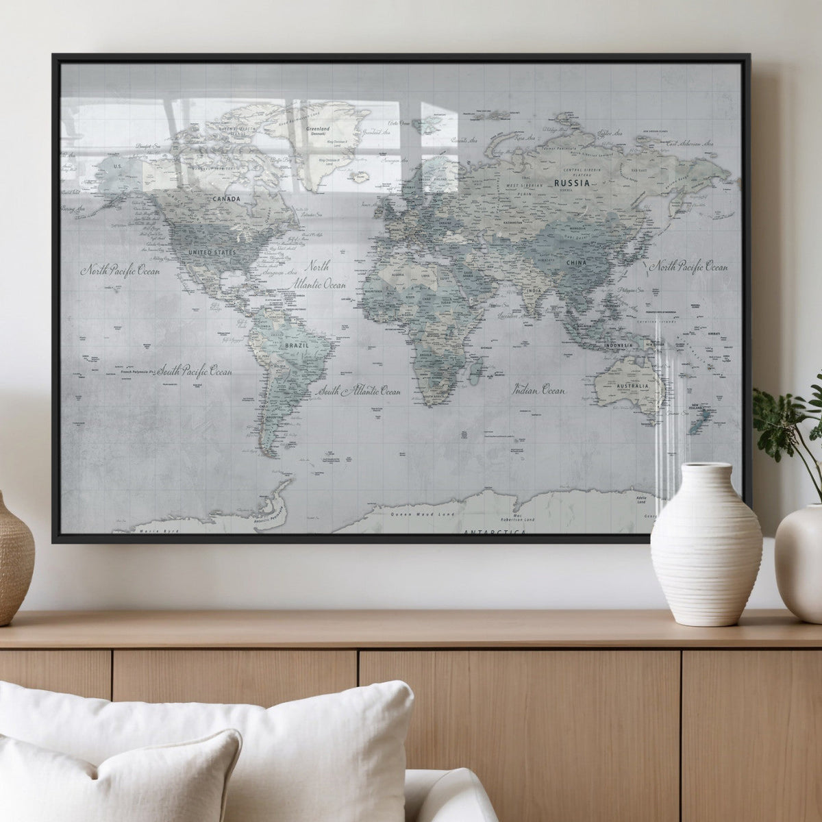World Map Canvas Print – Detailed Map of the World Wall Art