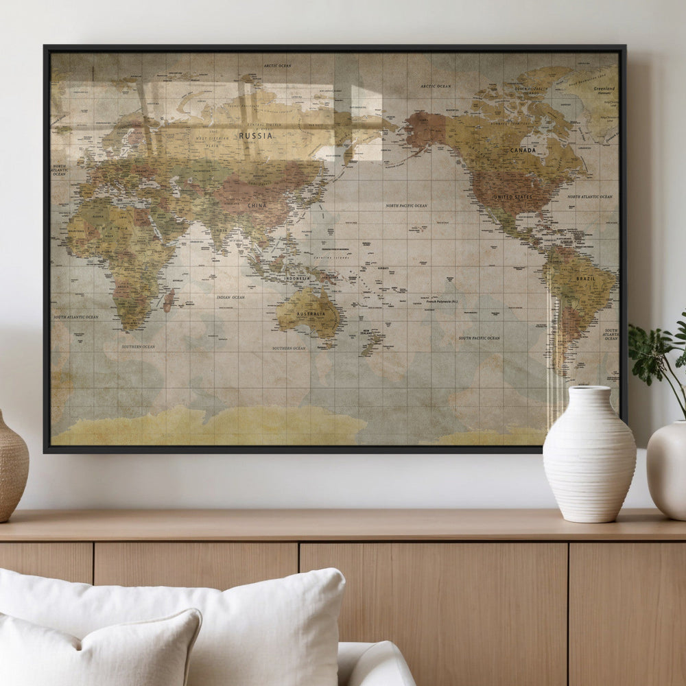 World Map Canvas Print – Detailed Map of the World Wall Art