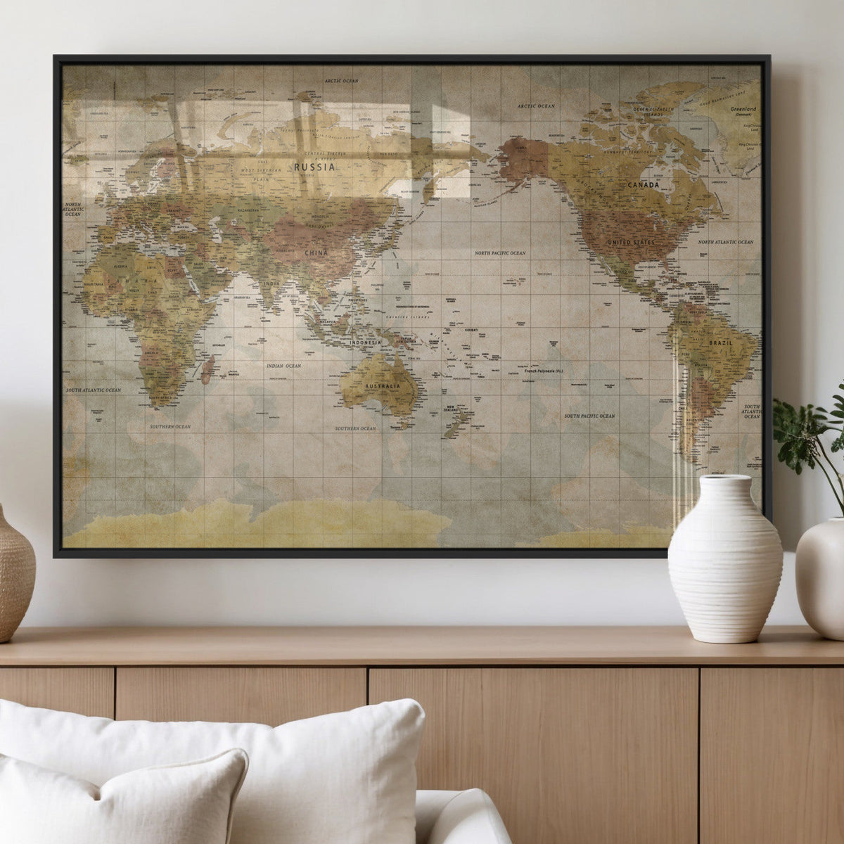 World Map Canvas Print – Detailed Map of the World Wall Art