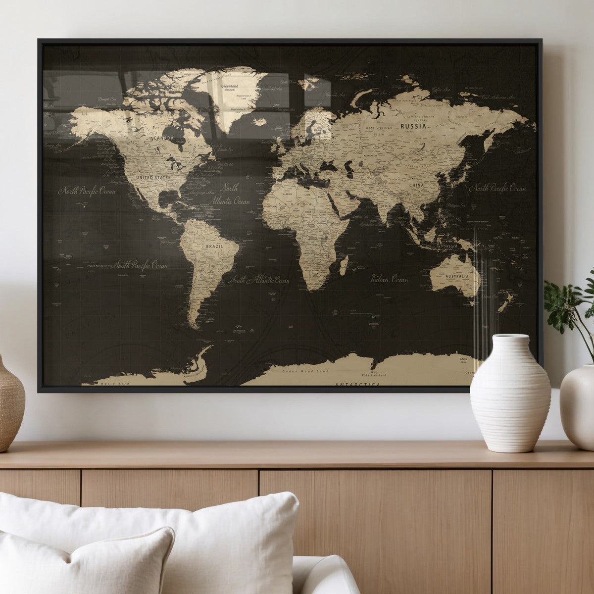 World Map Canvas Print – Framed World Map Wall Art for