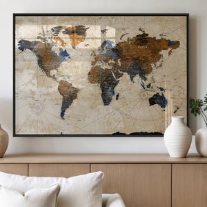 World Map Canvas Print – Framed Travel Map Wall Art for