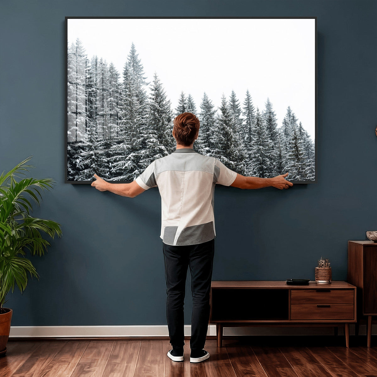 Misty Mountain Forest Canvas Print, Foggy Pine Trees Nature