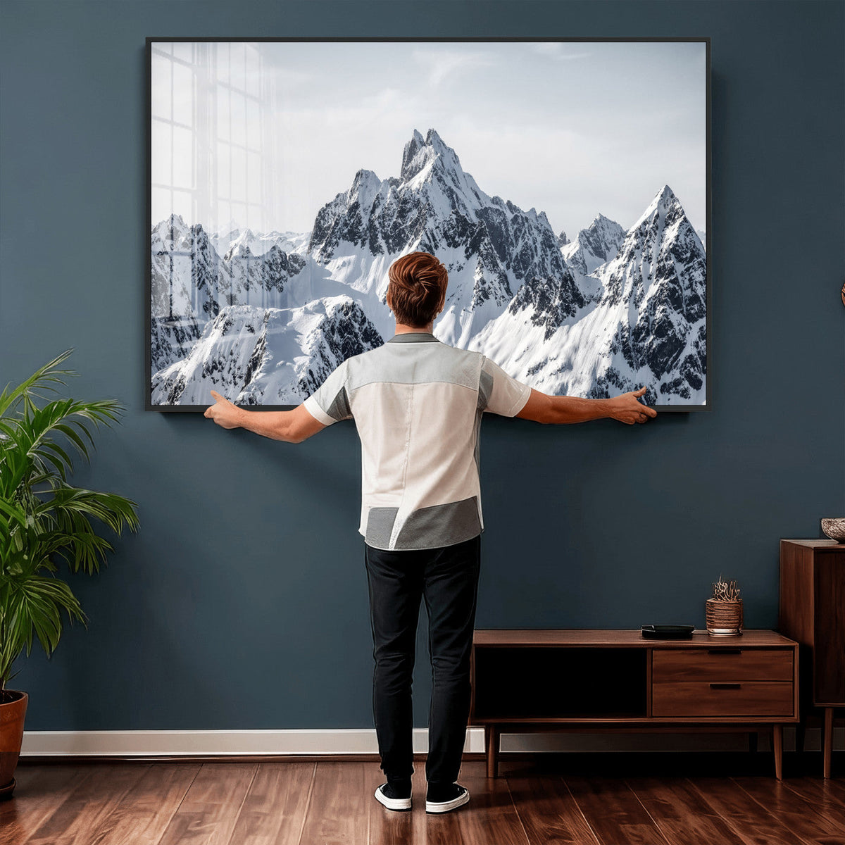 Snowy Mountain Range Canvas Print, Alpine Peaks Landscape