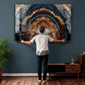 Abstract Wood Grain Canvas Print, Tree Ring Pattern Wall