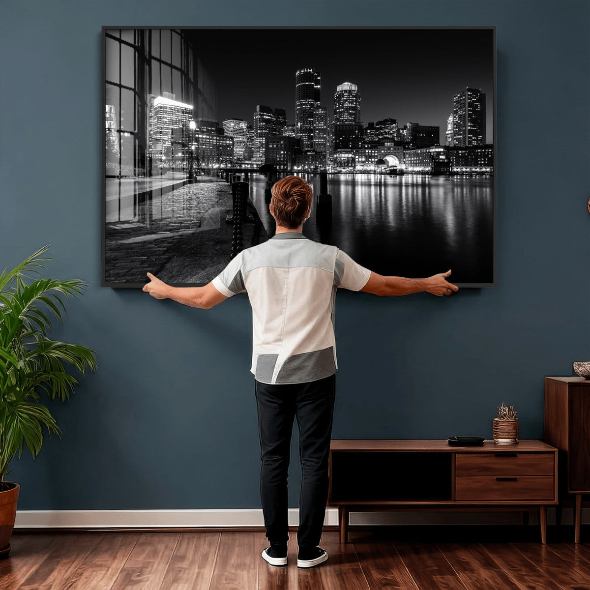 Boston Wall Art Canvas Print, Boston City Downtown Night