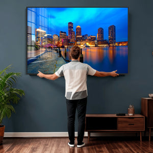 Boston Wall Art Canvas Print, Boston City Downtown Night