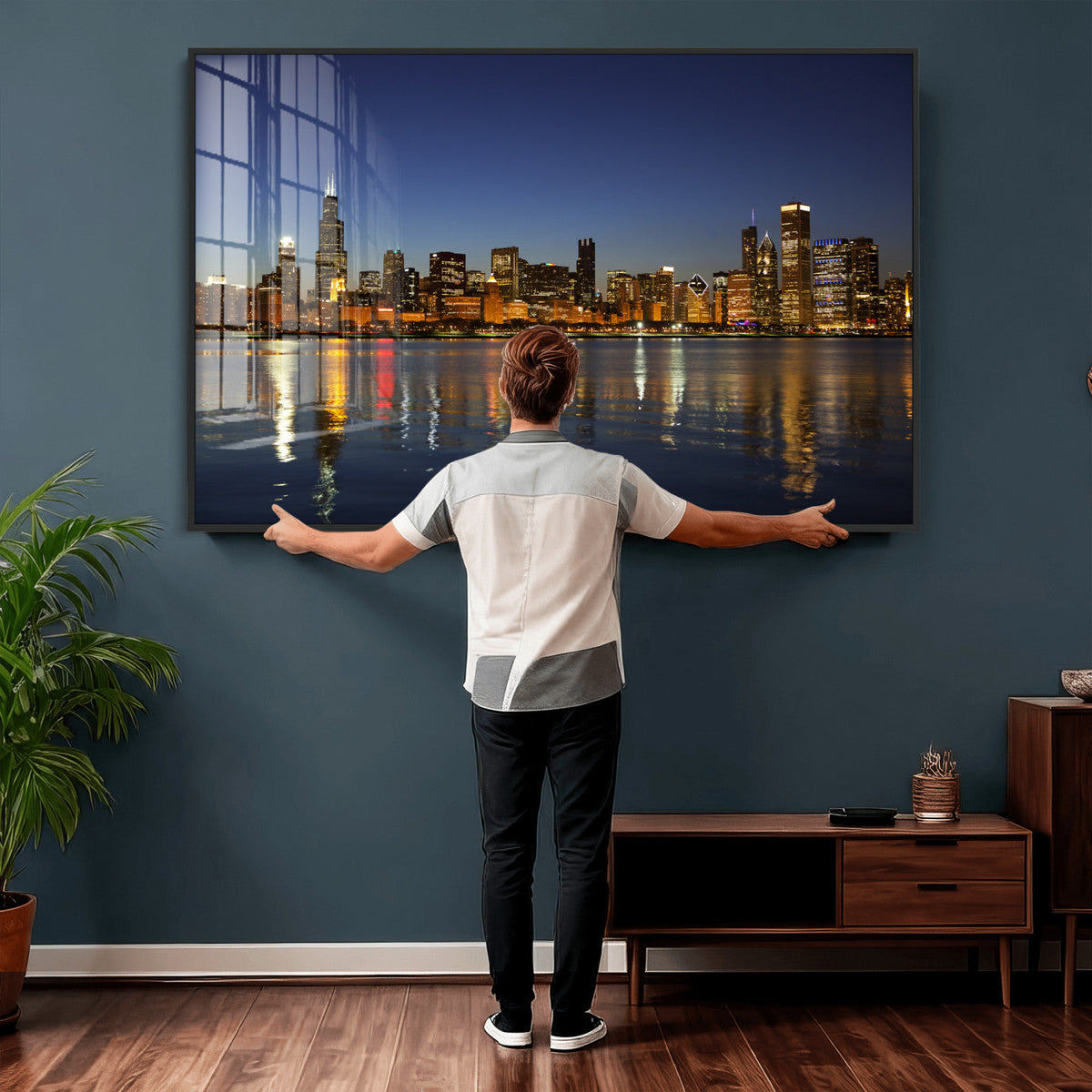 Chicago Wall Art Canvas Print - Chicago City Downtown Night