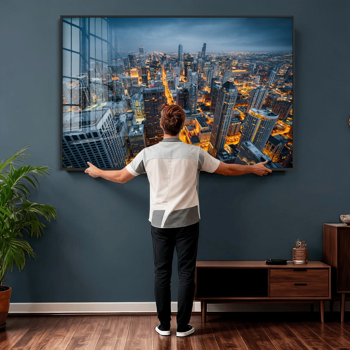 Chicago Wall Art Canvas Print - Chicago City Downtown Night