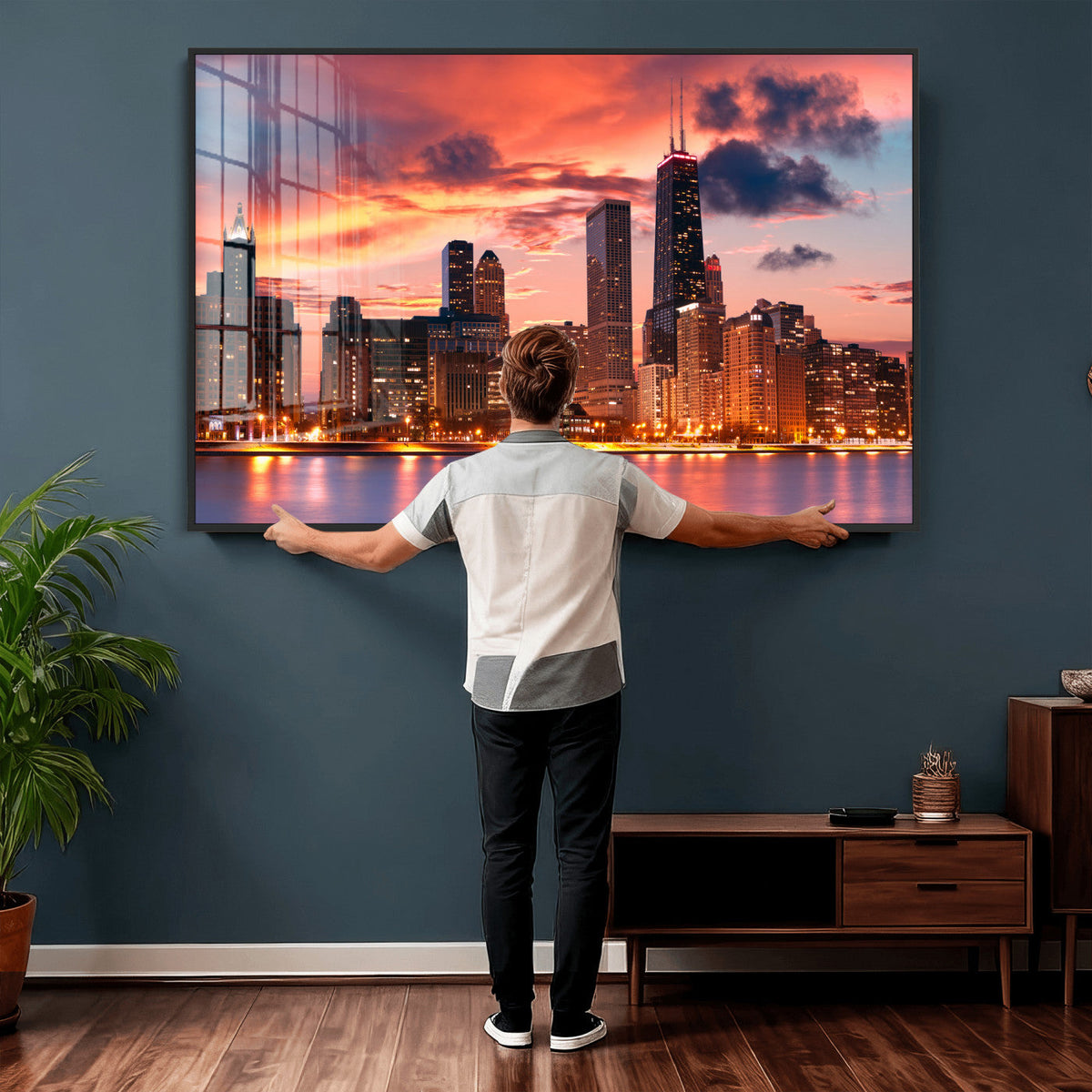 Chicago Wall Art Canvas Print - Chicago City Downtown Night