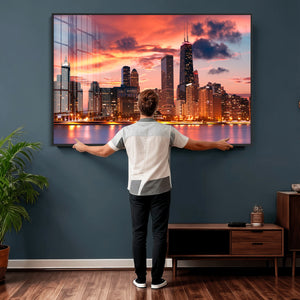 Chicago Wall Art Canvas Print - Chicago City Downtown Night