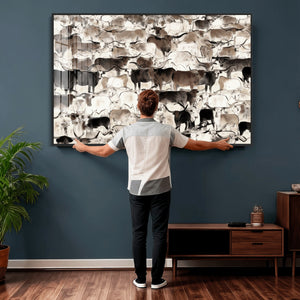 Abstract Texas Longhorn Print - Longhorn Herd Print for