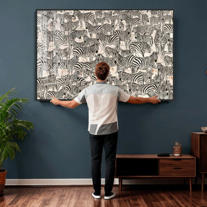 Abstract Zebra Wall Art Canvas Print for Farmhouse Decor