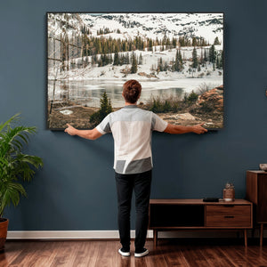 Snowy Mountain Landscape Wall Art Canvas Print, Alpine Pine