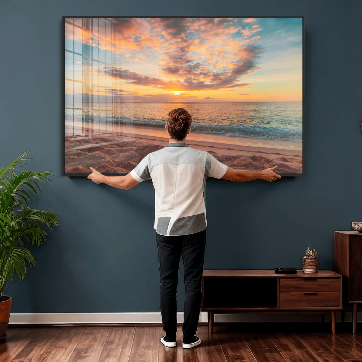 Sunset Beach Wall Art Canvas Print – Soft Coastal