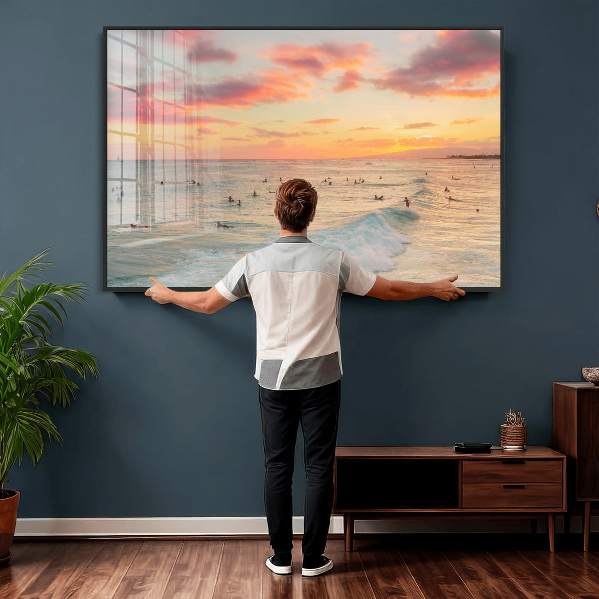 Sunset Beach Wall Art Canvas Print – Soft Coastal