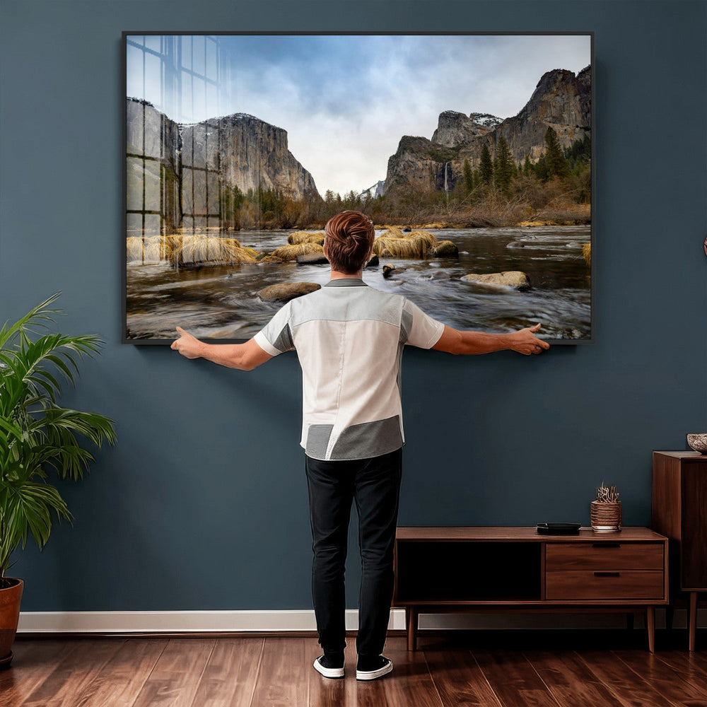Yosemite Valley Mountain Landscape Wall Art Canvas Print,