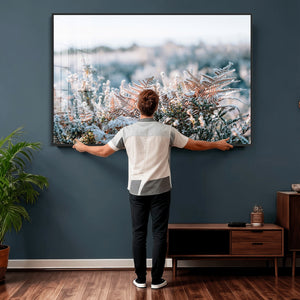 Frosted Fern Wall Art Canvas Print, Soft Winter Botanical