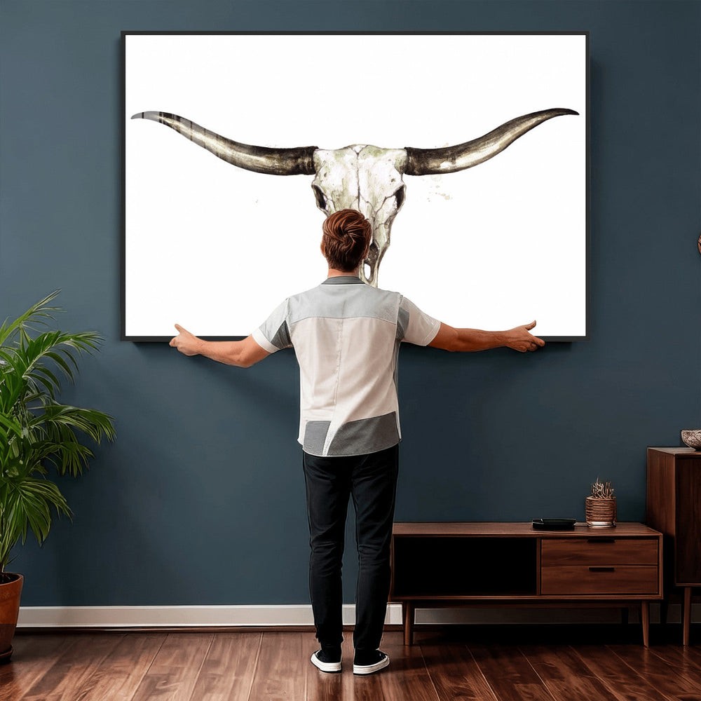 Longhorn Skull Wall Art Canvas Print – Rustic Western