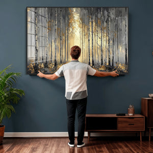 Abstract Birch Forest Wall Art Canvas Print – Modern Neutral