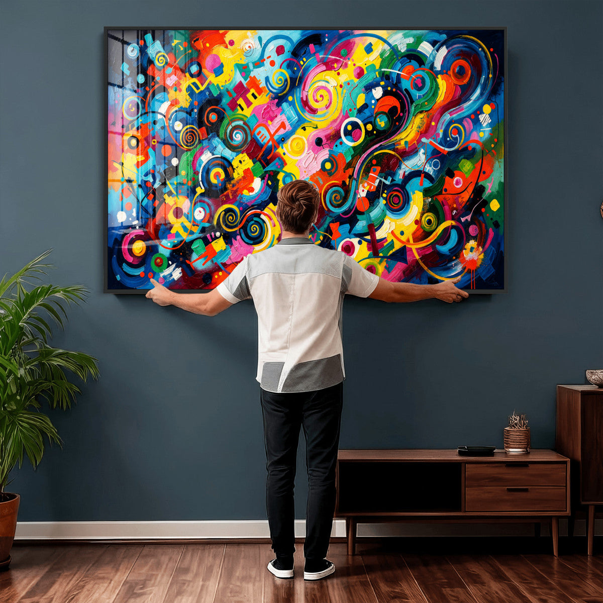 Geometric Abstract Wall Art Canvas Print, Bold Color