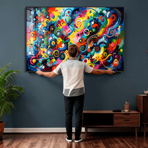 Geometric Abstract Wall Art Canvas Print, Bold Color