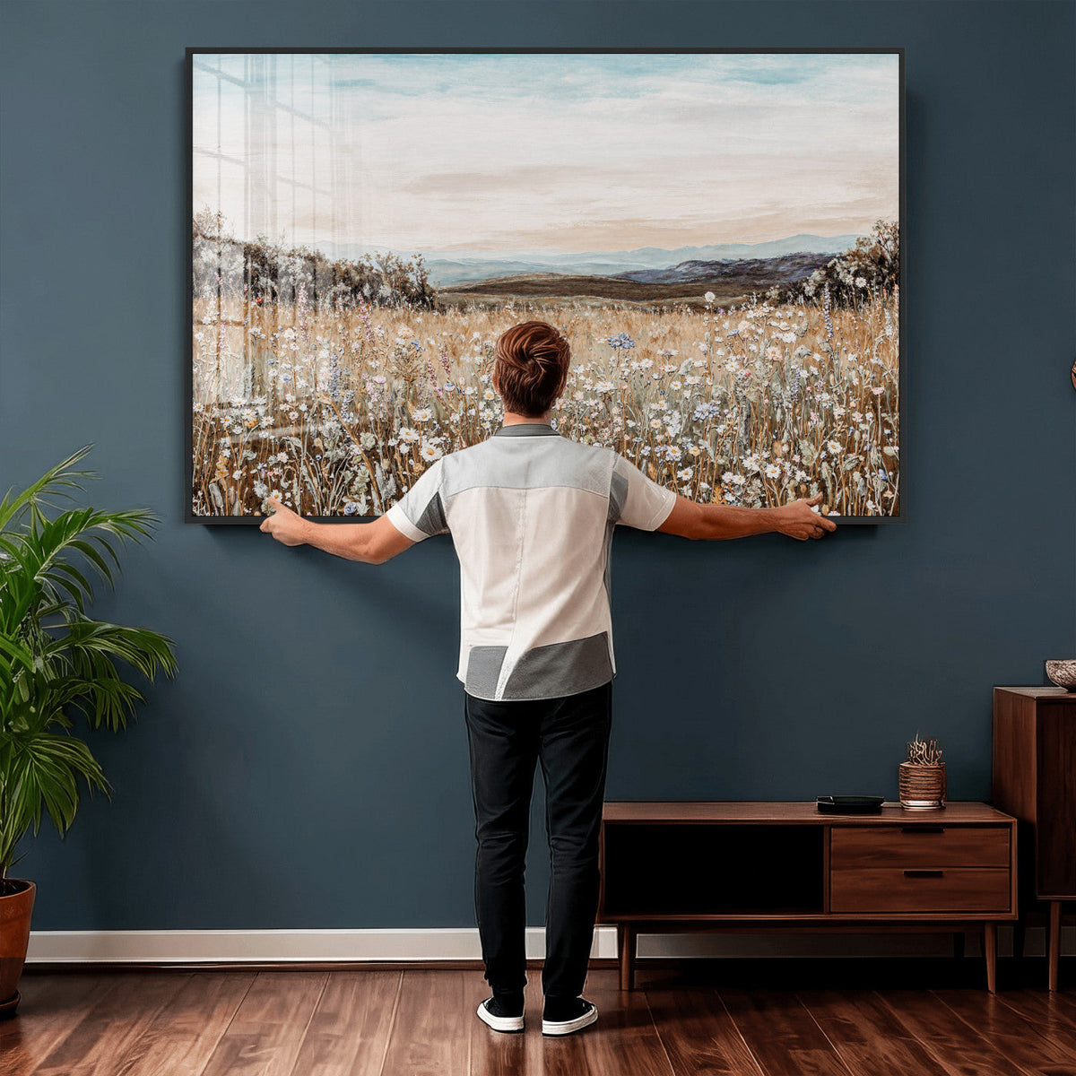 Neutral Wildflower Field Canvas Wall Art — Beige Earth Tone
