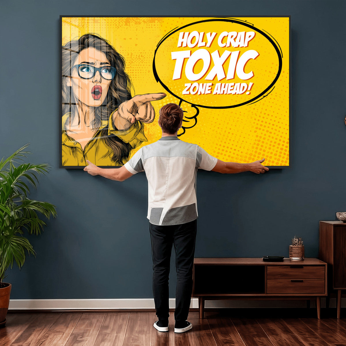 Pop Art Print Bathroom Sign Wall Art Canvas Print — Funny
