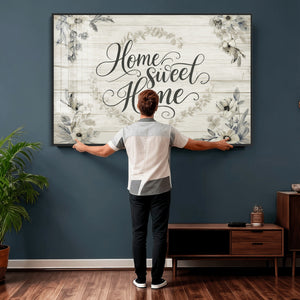 Home Sweet Home Wall Art Canvas Print, Floral Farmhouse