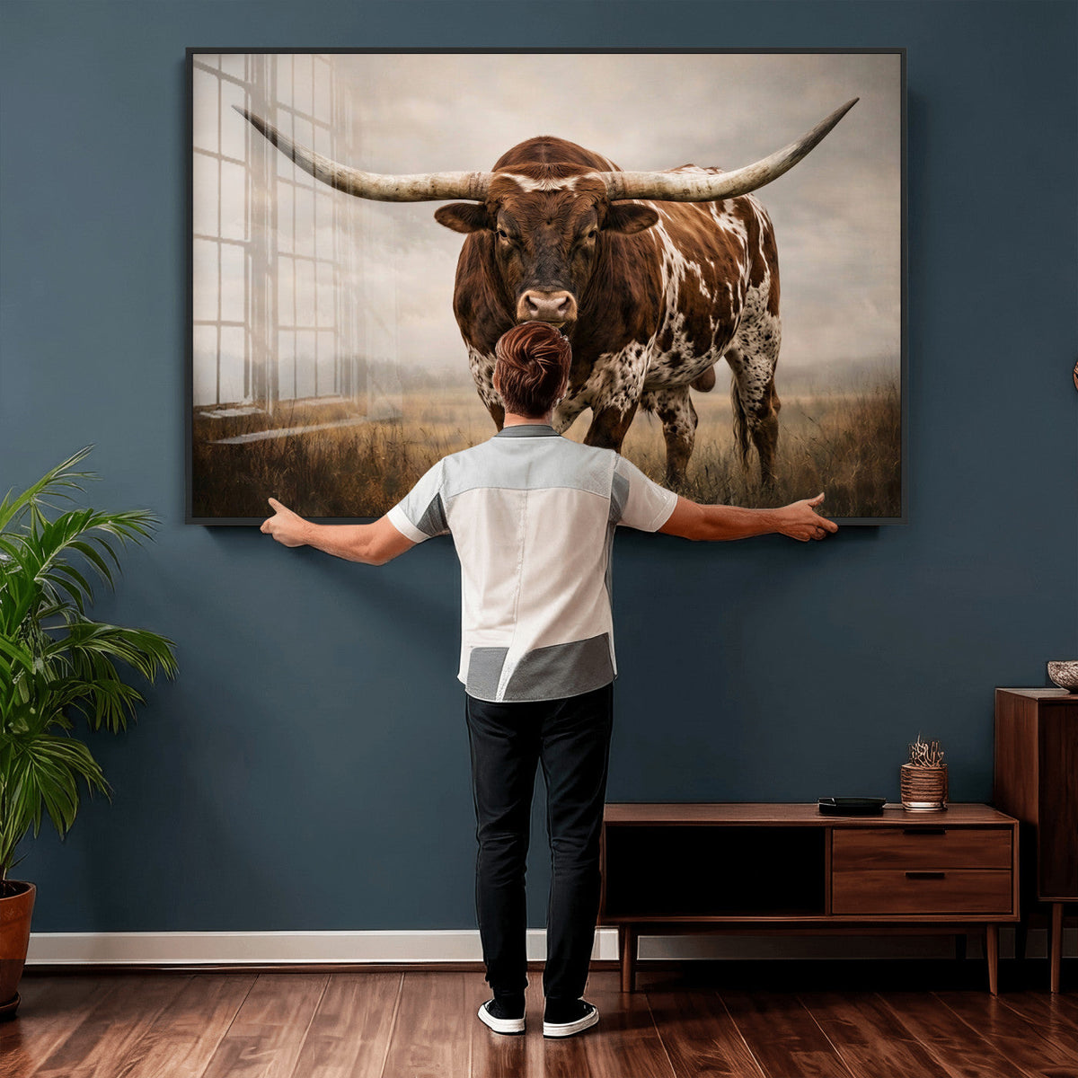 Texas Longhorn Canvas Wall Art Western Bull Desert Moody