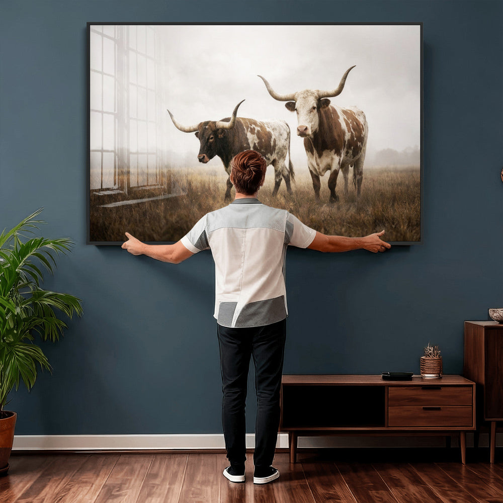 Texas Longhorn Canvas Wall Art Western Bull Desert Moody