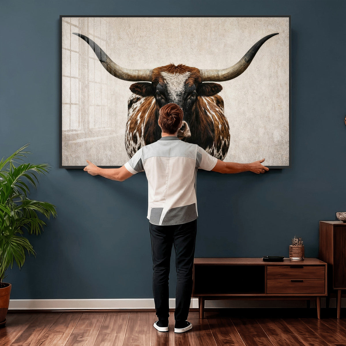 Texas Longhorn Canvas Wall Art Western Bull Desert Moody