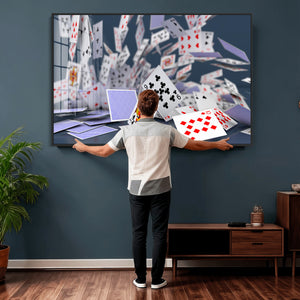 Playing Cards Canvas Wall Art | Casino Game Room Decor,