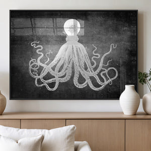 Black White Octopus Wall Art Canvas Print