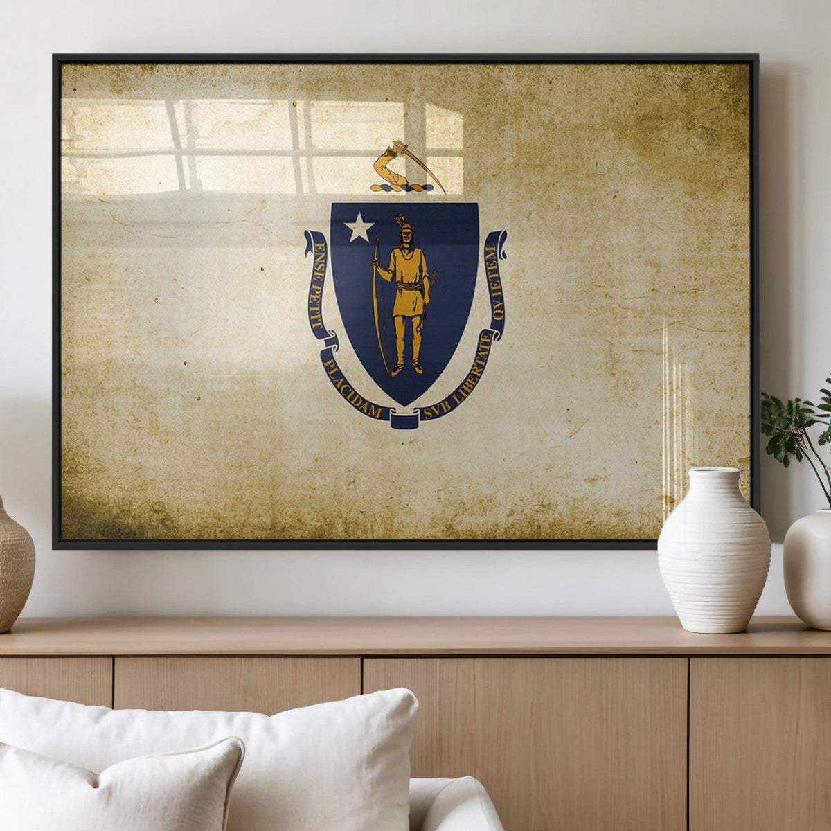 Massachusetts Flag Wall Art Canvas Print