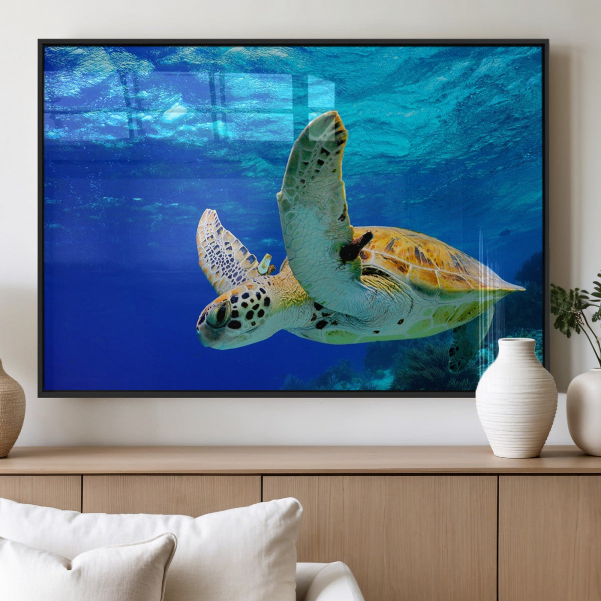Sea Turtle Wall Art Canvas Print, Sea life in the Ocean Wall