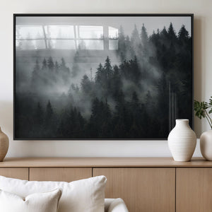 Foggy Forest Wall Art Canvas Print | 3 Panel Large Misty