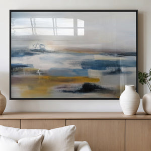 Abstract Landscape Wall Art Canvas | 3 Panel Modern Blue,
