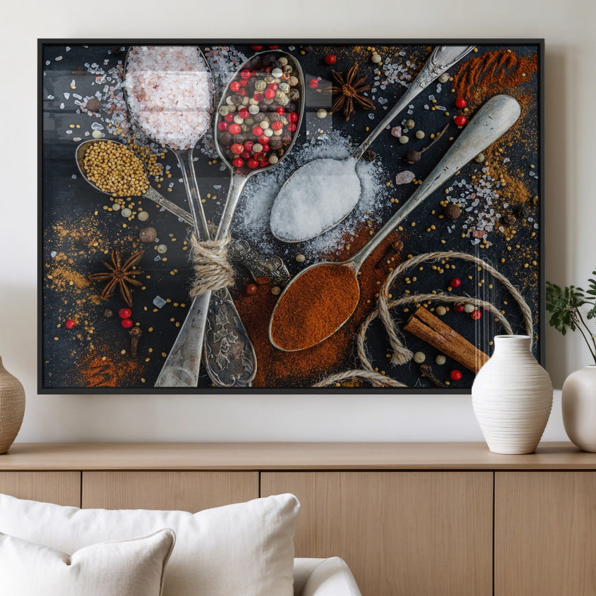 Spices and Seasonings Canvas Wall Art – Colorful Triptych