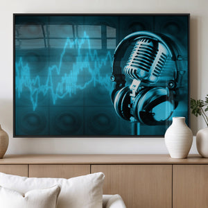Music and Microphone Wall Art Canvas Print