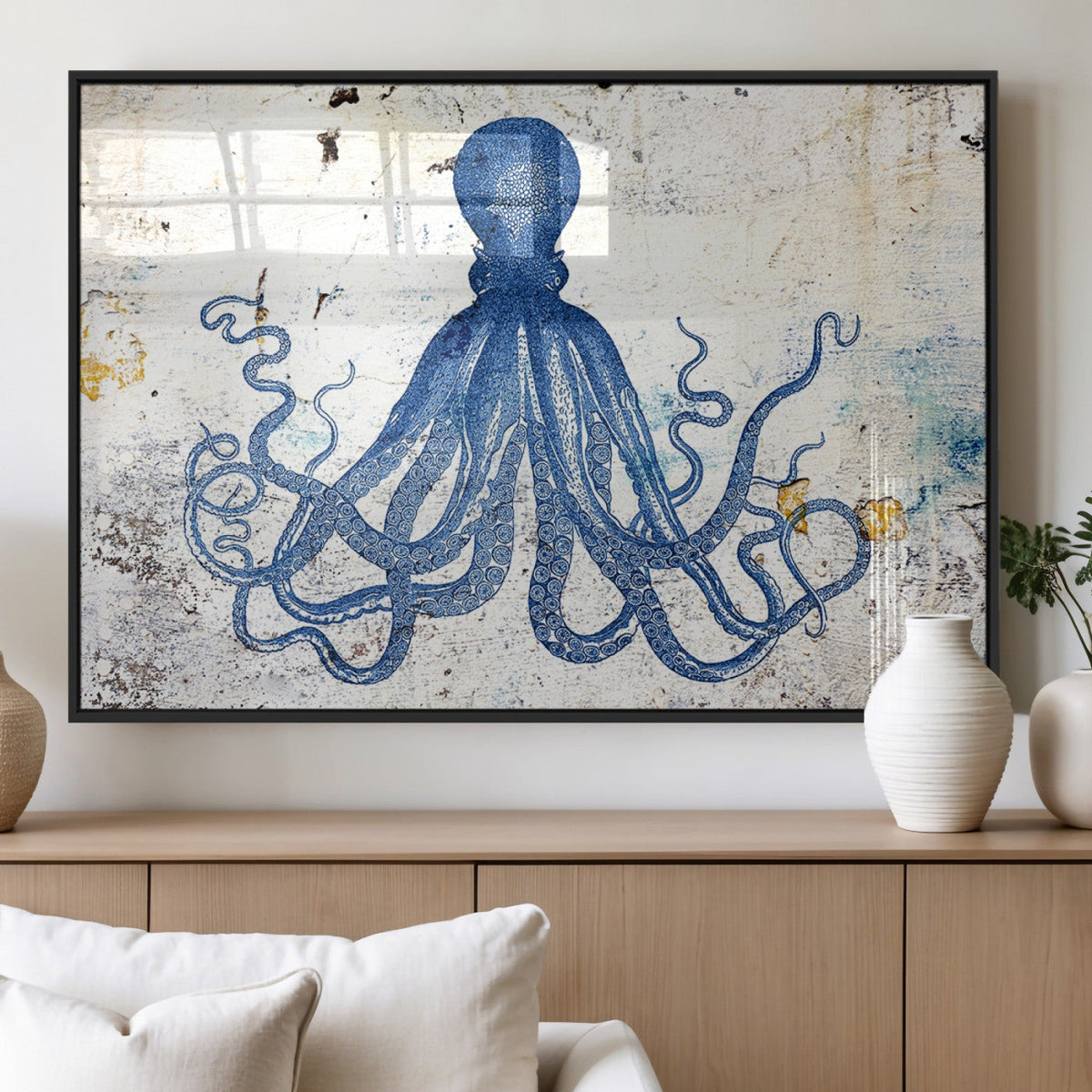 Octopus Canvas Wall Art | Coastal Marine Life Artwork for