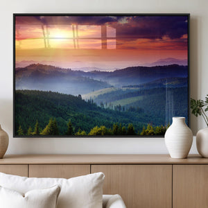 Mountain and Sunset Wall Art Canvas Print