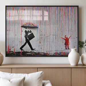 Banksy Wall Art Canvas Print, Framed Graffiti Art Picture